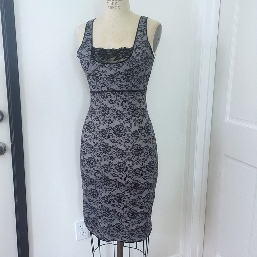 Fit Floral Black and White Bodyshaper Slip Dress